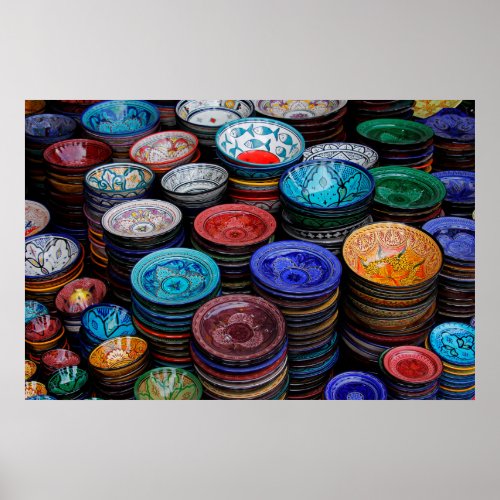 Moroccan Plates At Market Poster