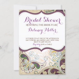 Moroccan Plum Bridal Shower Invitation