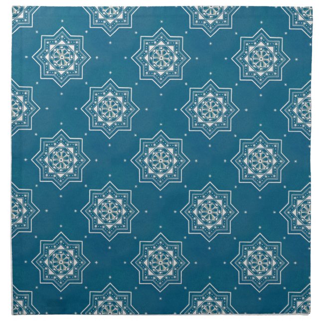 Moroccan Portuguese Blue Azulejos Tile Pattern Cloth Napkin (Front)