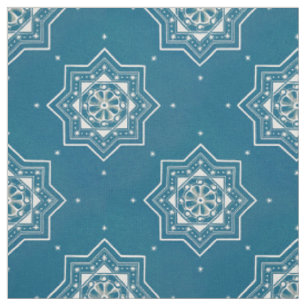 Moroccan Portuguese Blue Azulejos Tile Pattern Fabric