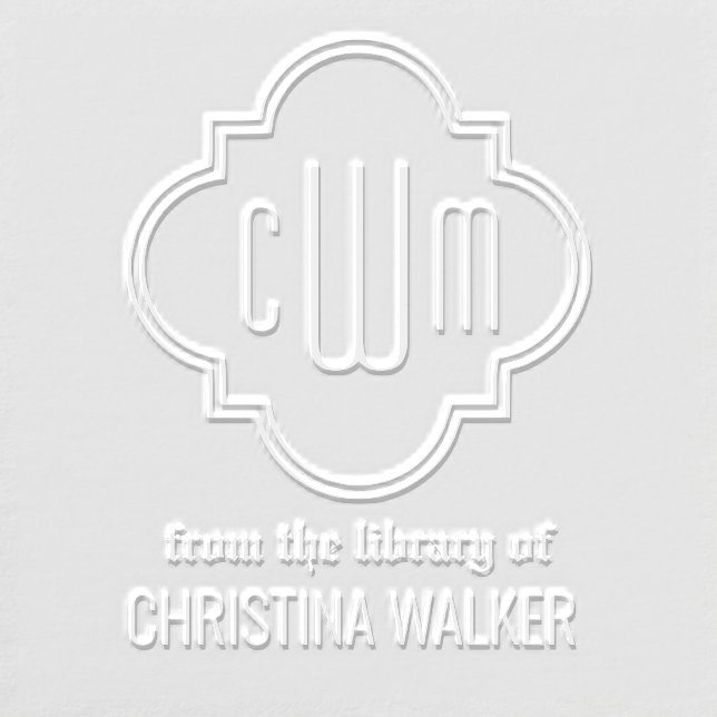 Moroccan Quatrefoil 3 Initial Library Book Name #2 Embosser (Design)