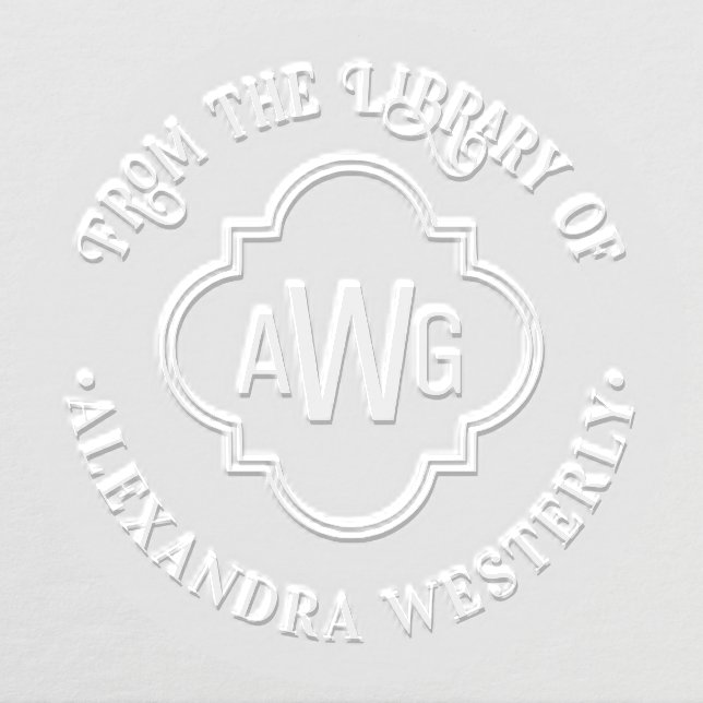 Moroccan Quatrefoil 3 Initial Library Book Name Embosser (Design)