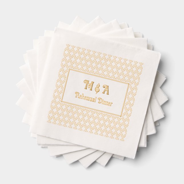 Moroccan Quatrefoil Any Occasion Rehearsal Dinner Foil Napkins (Insitu (Stacked))