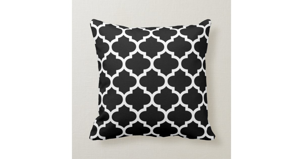Moroccan Quatrefoil Black and White Pillow Zazzle