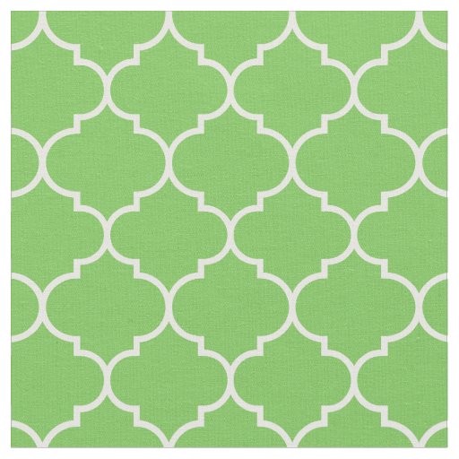Moroccan Quatrefoil Green Flash & White Fabric