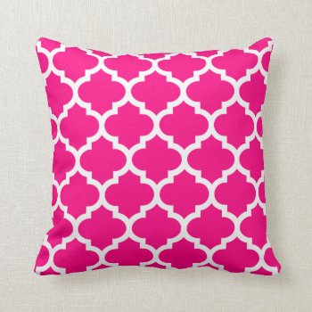 Moroccan Quatrefoil Hot Pink Pillow by Richard__Stone at Zazzle
