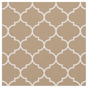 Moroccan Quatrefoil Iced Coffee & White Fabric by StripyStripes at Zazzle