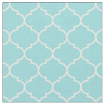 Moroccan Quatrefoil Limpet Shell Aqua &amp; White Fabric