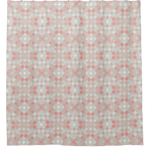 Moroccan Quatrefoil Pattern Coral Peach Seafoam Shower Curtain