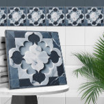 Moroccan Quatrefoil Slate Grey and Platinum Ceramic Tile<br><div class="desc">Moroccan Quatrefoil Slate Grey and Platinum</div>