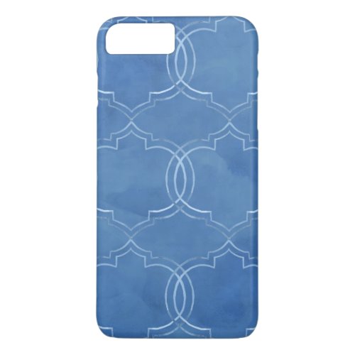Moroccan Quatrefoil Tile Blue Pattern Watercolor iPhone 8 Plus7 Plus Case