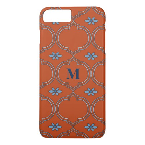 Moroccan Quatrefoil Tile Floral Pattern Watercolor iPhone 8 Plus7 Plus Case
