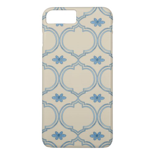 Moroccan Quatrefoil Tile Floral Pattern Watercolor iPhone 8 Plus7 Plus Case