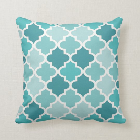 Moroccan Quatrefoil Tile Pattern Turquoise Blue Throw Pillow Zazzle