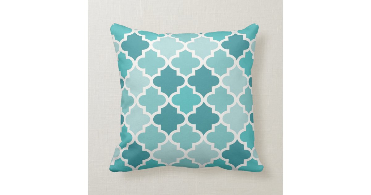 Moroccan Quatrefoil Tile Pattern Turquoise Blue Throw Pillow Zazzle