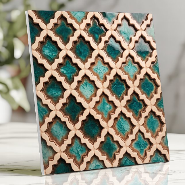 Moroccan Quatrefoil Tile Teal Rustic Vintage (Creator Uploaded)