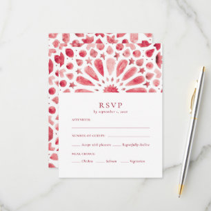 Moroccan Red Geometric Tile Meal Choice RSVP Card