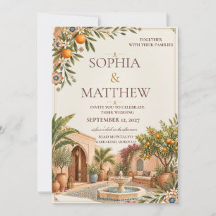 Moroccan Riad Wedding Ivory & Terracotta Zellige Invitation