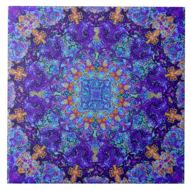 Moroccan romantic colored mandala pattern tile (Front)