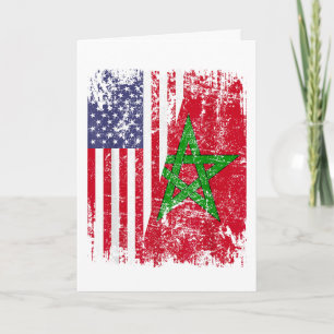 MOROCCAN ROOTS Half American Flag MOROCCO FLAG Card