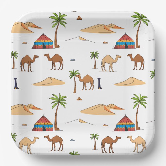 Moroccan Sahara Desert Camping Paper Plates (Front)