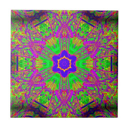 moroccan six_point star green purple ceramic tile