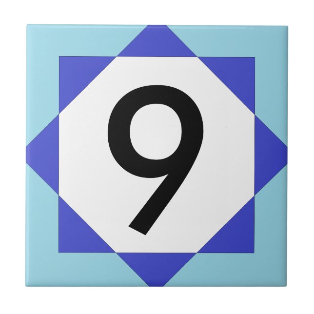 Moroccan Star Blue Number Ceramic Tile (Front)
