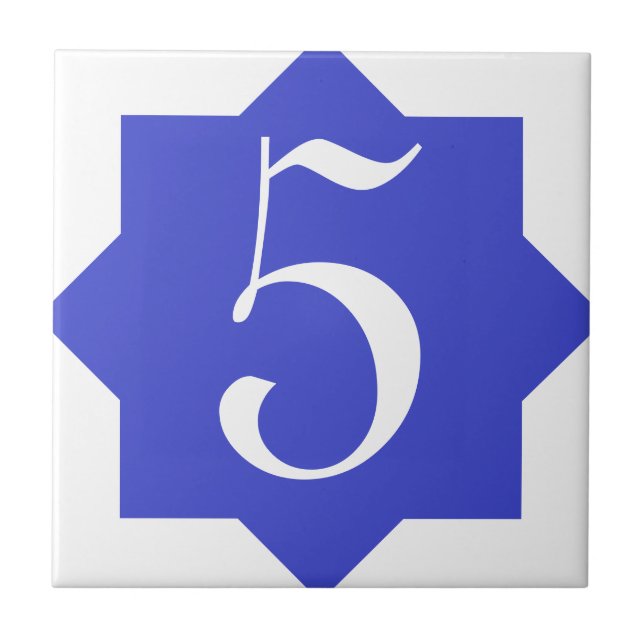 Moroccan Star Blue Number Tile (Front)