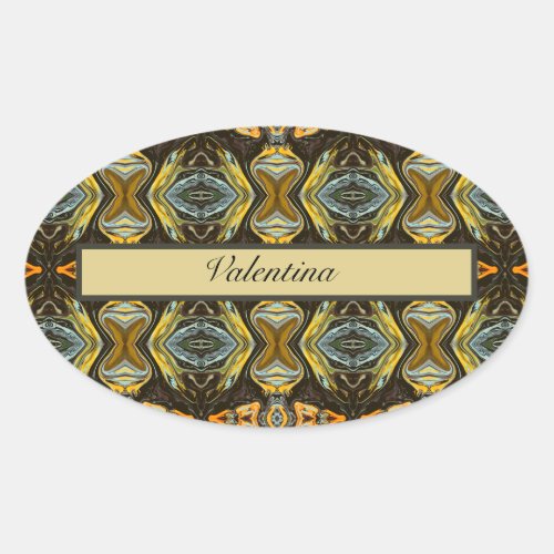 Moroccan style marble customizable      oval sticker
