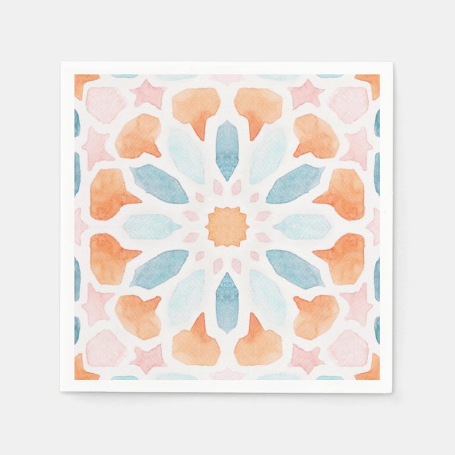 Moroccan style pillow in blue and orange style 2 napkins (Front)