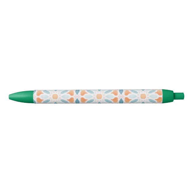 Moroccan style pillow in blue and orange style 2 pen (Front)