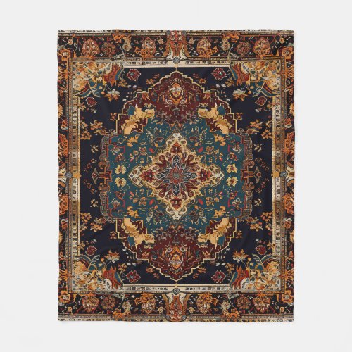 Moroccan Style Red Blue Fleece Blanket