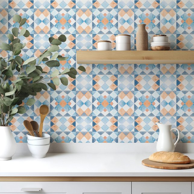 Moroccan style tile geometric orange blue summer (Creator Uploaded)