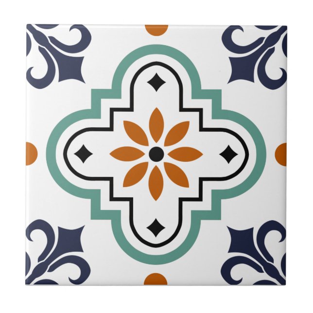 Moroccan Style Tile, Multi-color Ceramic Tile (Front)