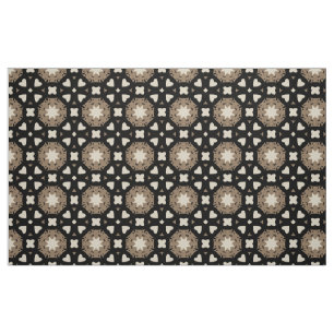 Moroccan Stylish Black & Beige Geometric Pattern Fabric