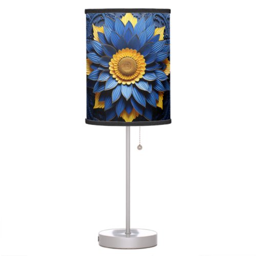 Moroccan Sunflower Majorelle Blue Design Table Lamp