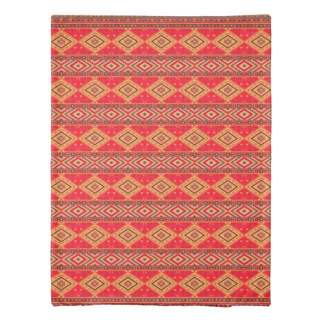 Moroccan Sunrise: Geometric Boho Elegance Duvet Cover (Back)