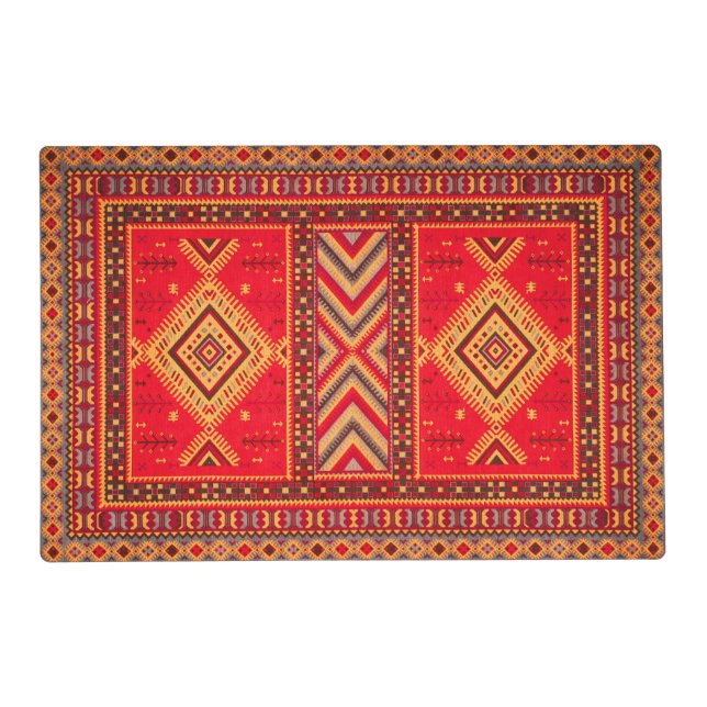 Moroccan Sunrise: Geometric Boho Elegance Placemat (Front)