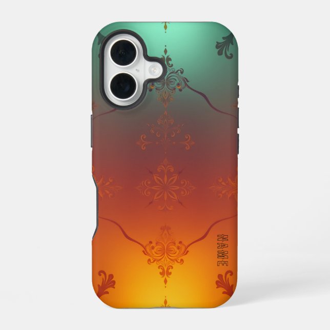 Moroccan Sunset Teal Orange Gradient Iphone Case (Back)