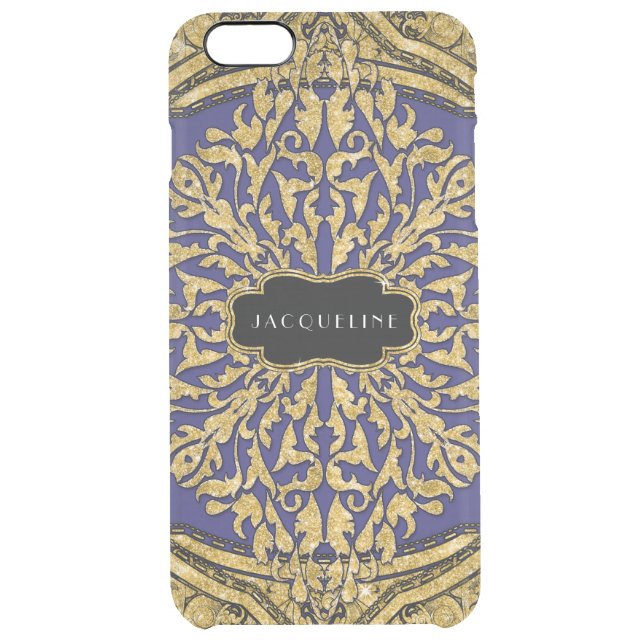 Moroccan Swirl Scroll Gold Glitter Elegant Name Uncommon iPhone Case (Back)