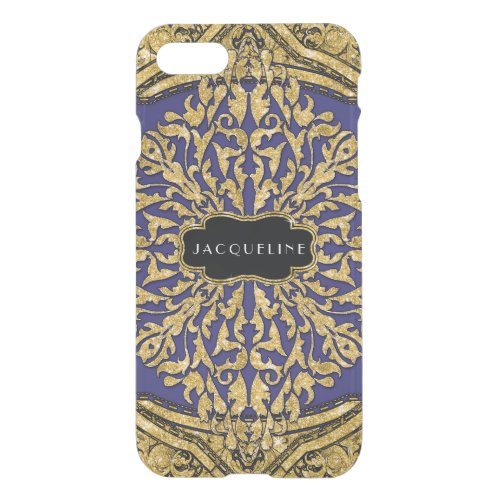 Moroccan Swirl Scroll Gold Glitter Elegant Name iPhone SE87 Case