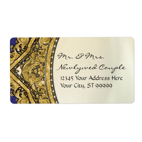 Moroccan Swirl Scroll Gold Glitter Elegant Wedding Label