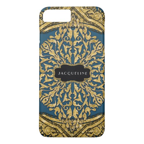 Moroccan Swirl Scroll Gold Glitter Look Elegant iPhone 8 Plus7 Plus Case