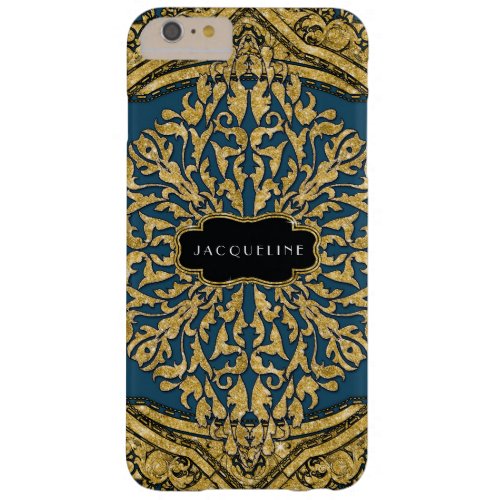 Moroccan Swirl Scroll Gold Glitter Look Elegant Barely There iPhone 6 Plus Case