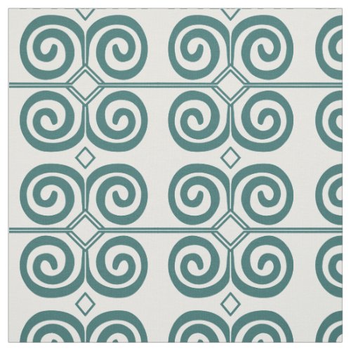 Moroccan Swirl Tile Teal Green Fabric
