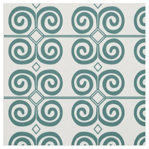 Moroccan Swirl Tile Teal Green Fabric