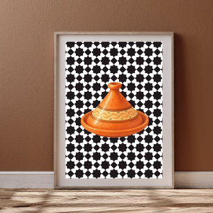Moroccan Tagine Pot with Geometric Pattern Poster