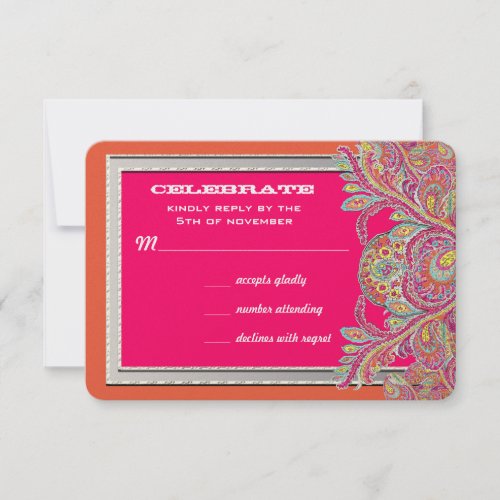 Moroccan Tangerine and Fuchsia Wedding Invitations