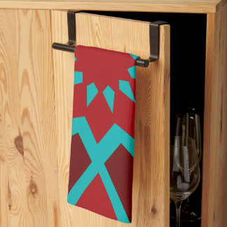 Moroccan Teal And Red Pattern Kitchen Towel