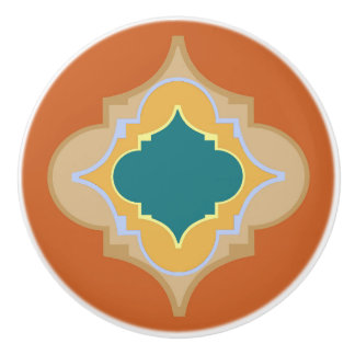 Moroccan terracotta hues shapes ceramic knob